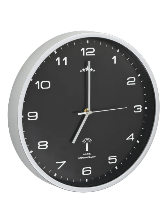 Rádiem řízené nástěnné hodiny se strojkem quartz 31 cm černé