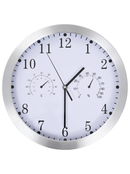 Nástěnné hodiny strojek Quartz vlhkoměr a teploměr 30 cm bílé