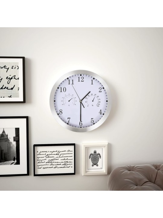 Nástěnné hodiny strojek Quartz vlhkoměr a teploměr 30 cm bílé