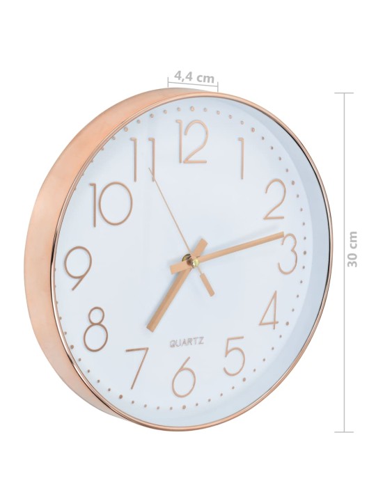 Nástěnné hodiny 30 cm růžově zlaté