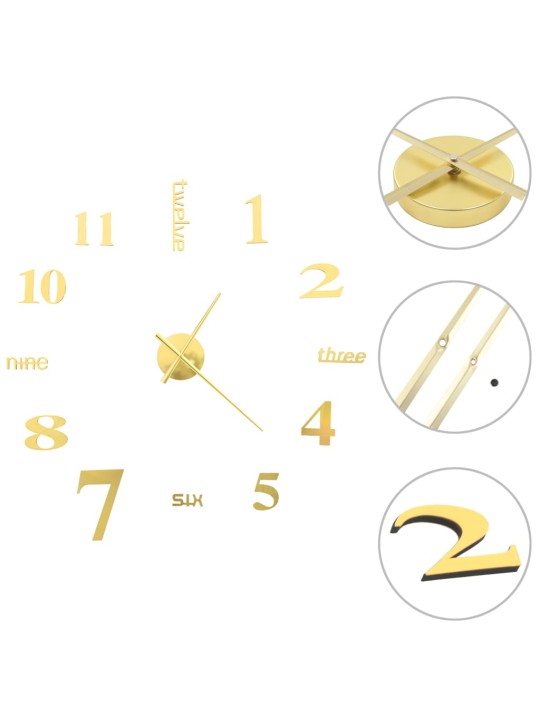 3D Nástěnné hodiny s moderním designem 100 cm XXL zlaté