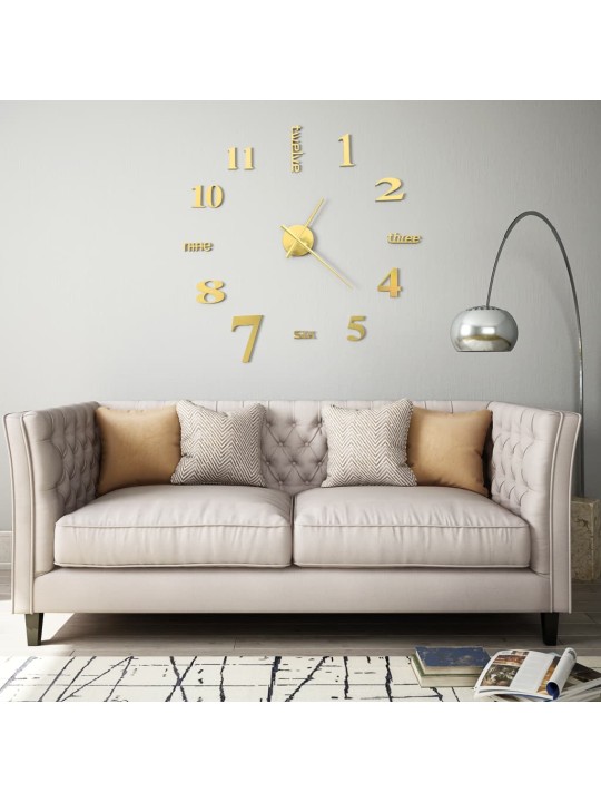 3D Nástěnné hodiny s moderním designem 100 cm XXL zlaté