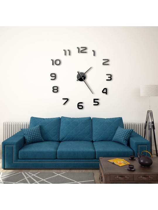 3D Nástěnné hodiny s moderním designem 100 cm XXL černé