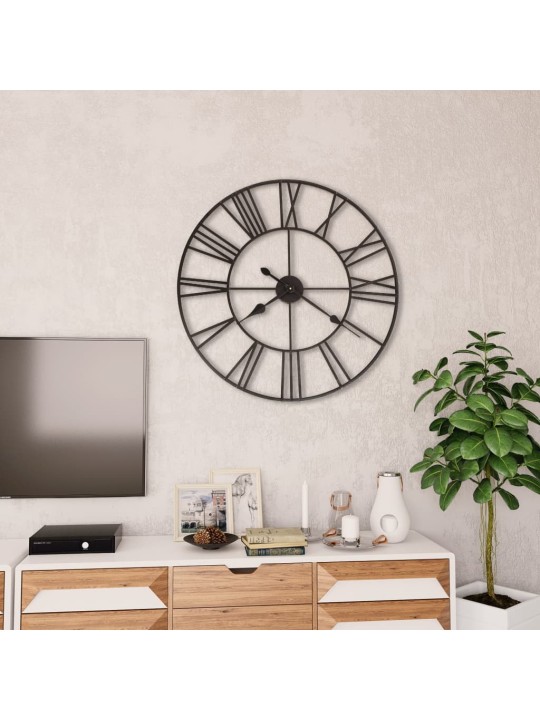 Vintage nástěnné hodiny se strojkem Quartz kovové 80 cm XXL