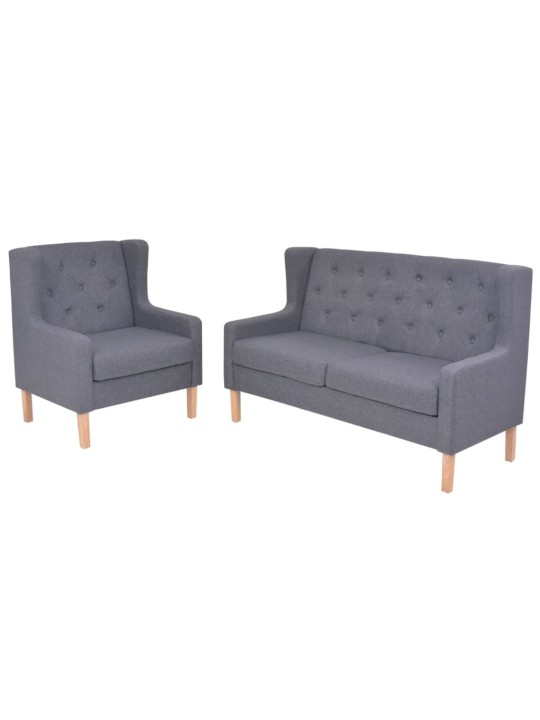Sedací souprava 2 kusy textil šedá