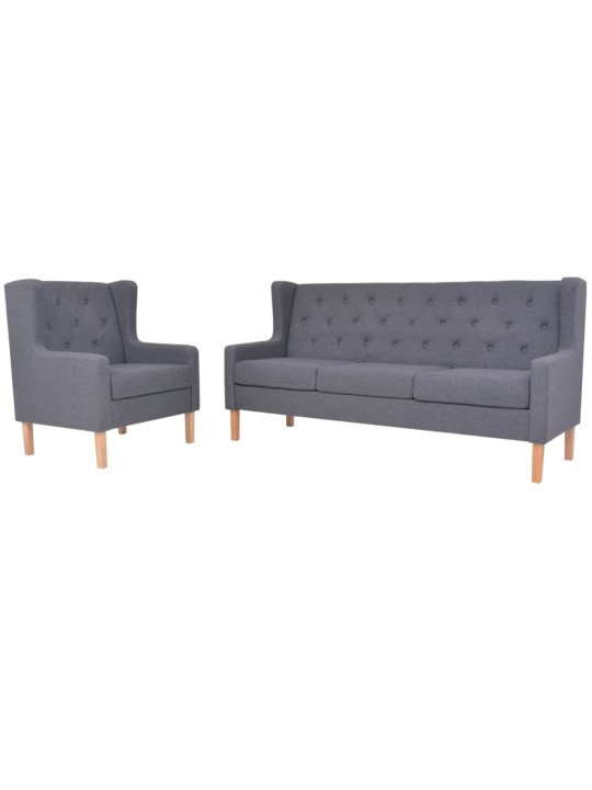 Sedací souprava 2 kusy textil šedá