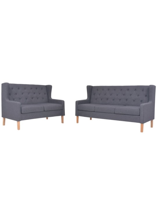 Sedací souprava 2 kusy textil šedá