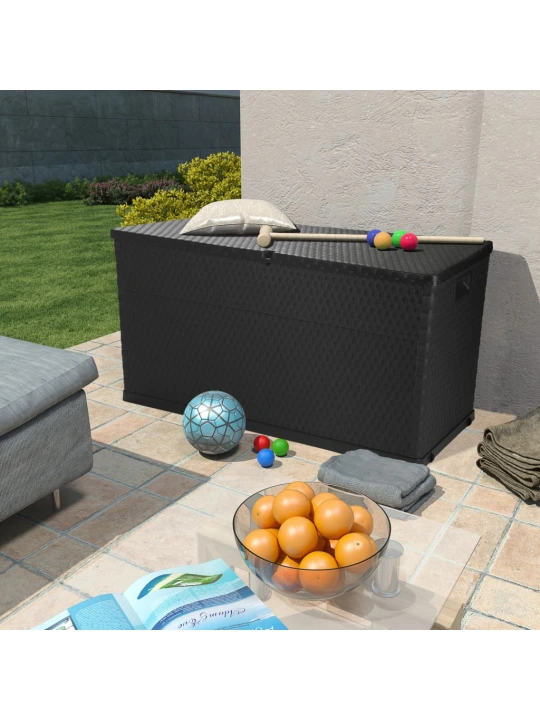 Zahradní úložný box antracitový 120 x 56 x 63 cm PP ratan