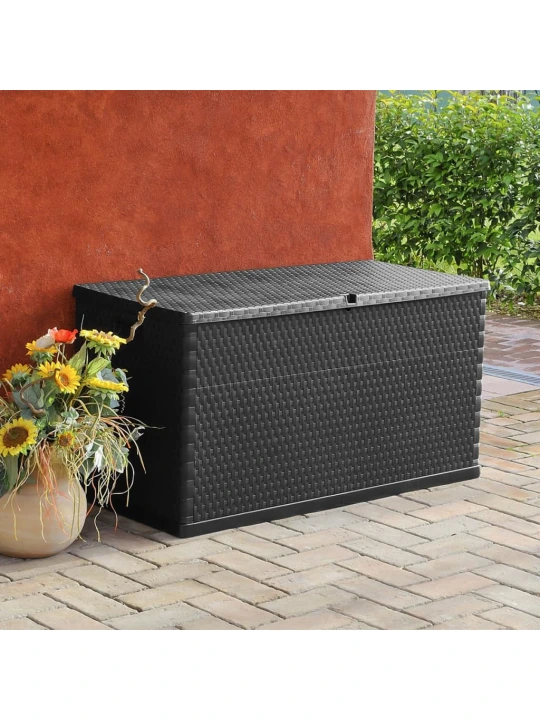 Zahradní úložný box antracitový 120 x 56 x 63 cm PP ratan