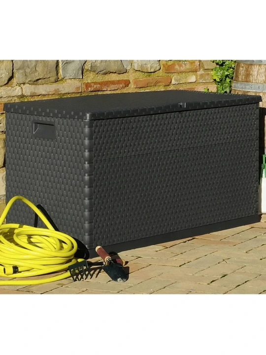 Zahradní úložný box antracitový 120 x 56 x 63 cm PP ratan