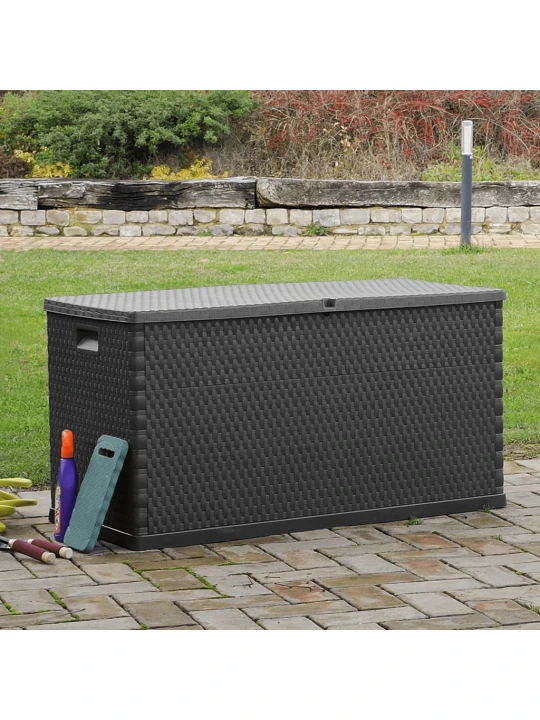 Zahradní úložný box antracitový 120 x 56 x 63 cm PP ratan