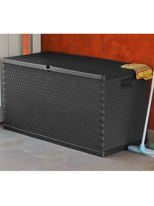Zahradní úložný box antracitový 120 x 56 x 63 cm PP ratan