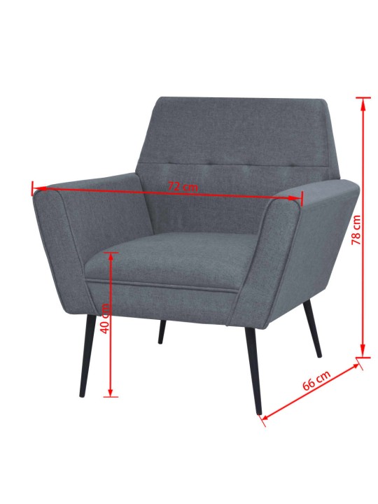 Křeslo světle šedé ocel a textil
