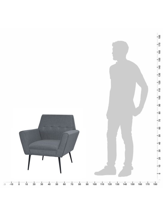 Křeslo světle šedé ocel a textil