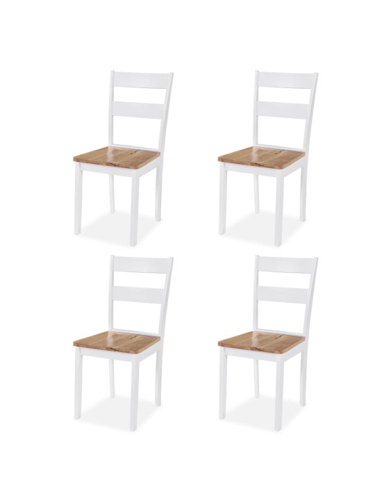 Jídelní set 5 kusů, MDF a kaučukovníkové dřevo, bílý