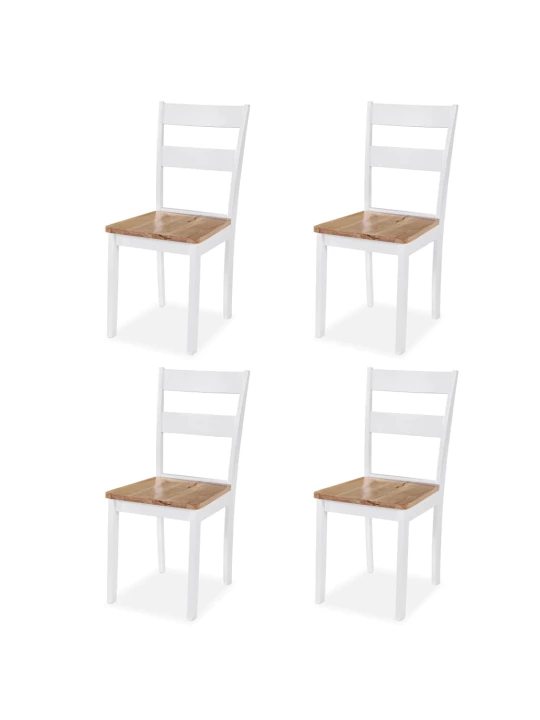 Jídelní set 5 kusů, MDF a kaučukovníkové dřevo, bílý