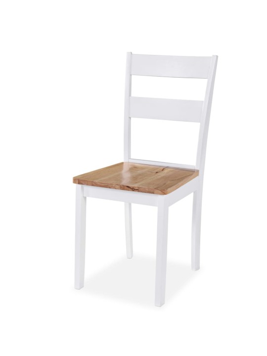 Jídelní set 5 kusů, MDF a kaučukovníkové dřevo, bílý