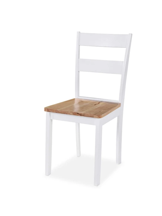 Jídelní set 5 kusů, MDF a kaučukovníkové dřevo, bílý