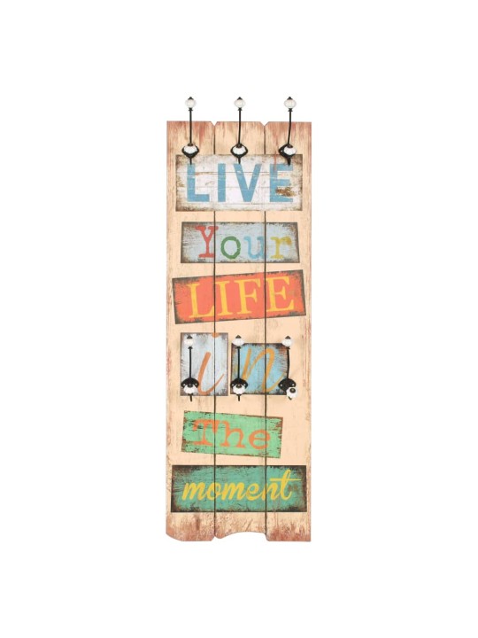 Nástěnný věšák na kabáty LIVE LIFE s 6 háčky 120 x 40 cm