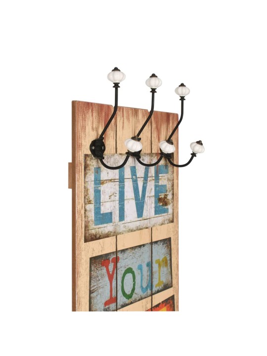 Nástěnný věšák na kabáty LIVE LIFE s 6 háčky 120 x 40 cm
