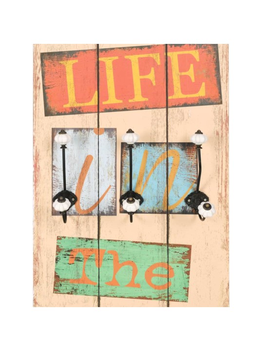 Nástěnný věšák na kabáty LIVE LIFE s 6 háčky 120 x 40 cm