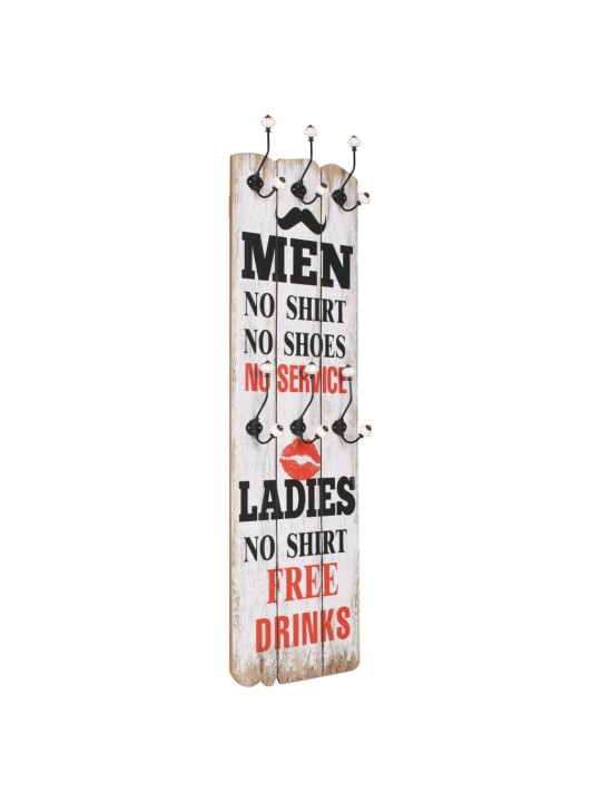 Nástěnný věšák na kabáty MEN LADIES s 6 háčky 120 x 40 cm
