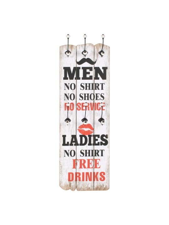 Nástěnný věšák na kabáty MEN LADIES s 6 háčky 120 x 40 cm