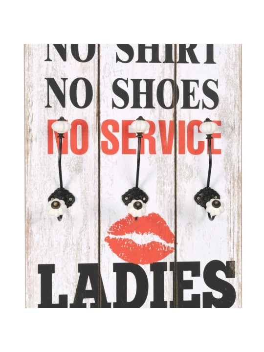 Nástěnný věšák na kabáty MEN LADIES s 6 háčky 120 x 40 cm
