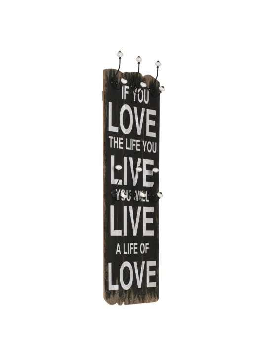 Nástěnný věšák na kabáty LOVE LIFE s 6 háčky 120 x 40 cm