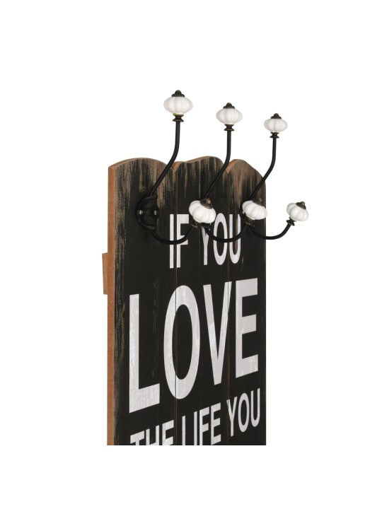 Nástěnný věšák na kabáty LOVE LIFE s 6 háčky 120 x 40 cm