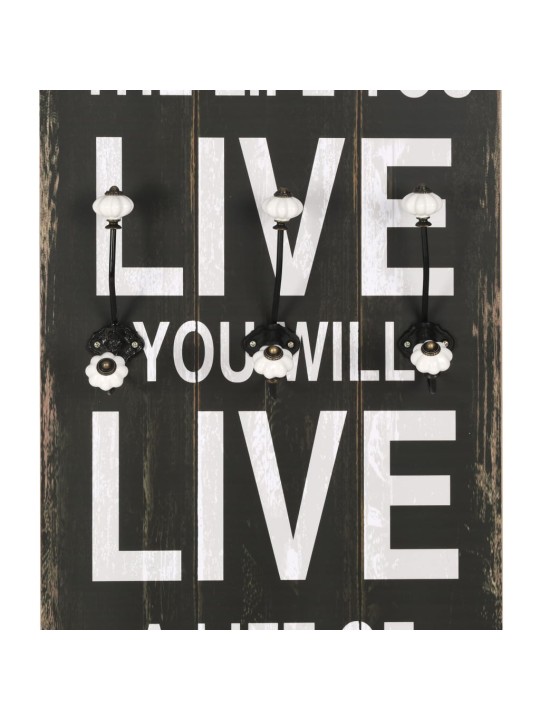 Nástěnný věšák na kabáty LOVE LIFE s 6 háčky 120 x 40 cm