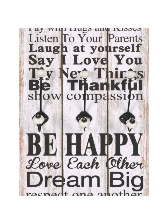 Nástěnný věšák na kabáty family rules s 6 háčky 120 x 40 cm