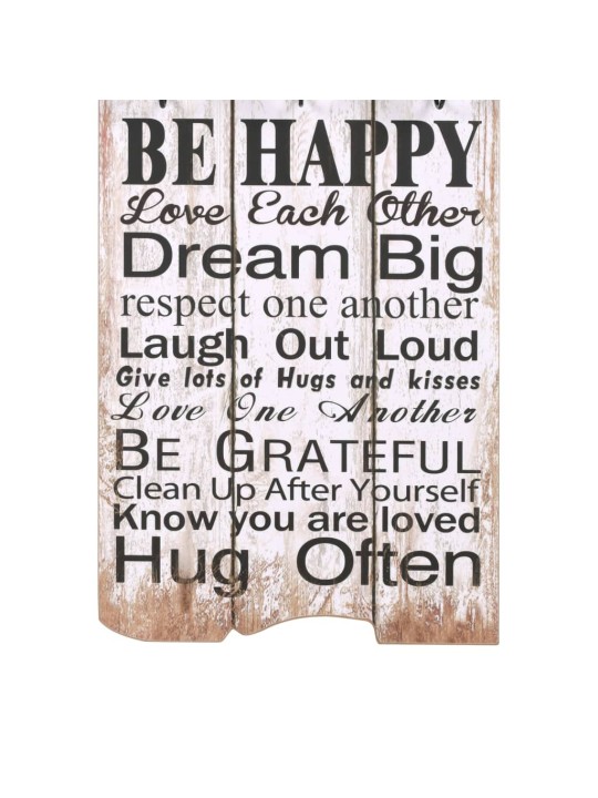 Nástěnný věšák na kabáty family rules s 6 háčky 120 x 40 cm