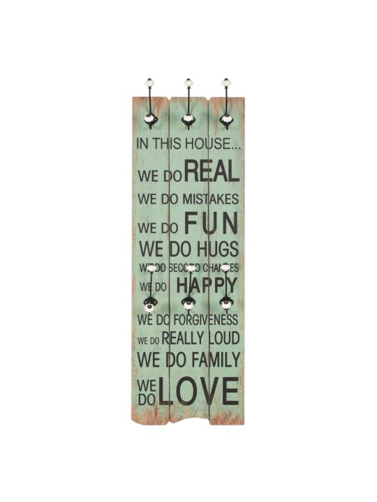 Nástěnný věšák na kabáty HAPPY LOVE s 6 háčky 120 x 40 cm