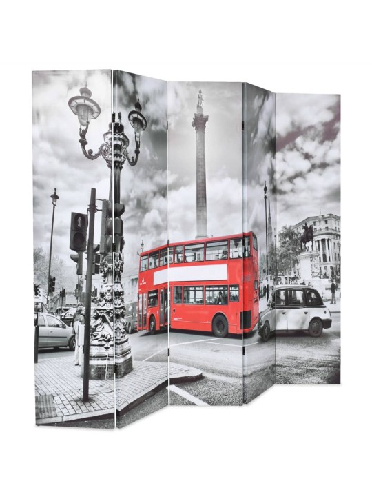 Skládací paraván 200 x 170 cm Londýnský autobus černobílý