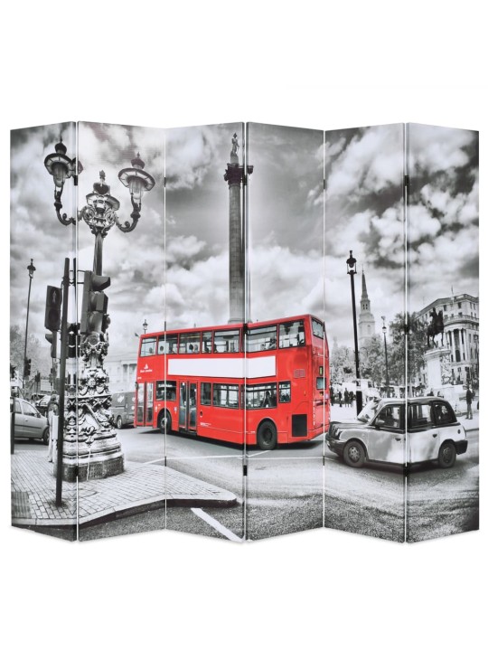 Skládací paraván 228 x 170 cm Londýnský autobus černobílý
