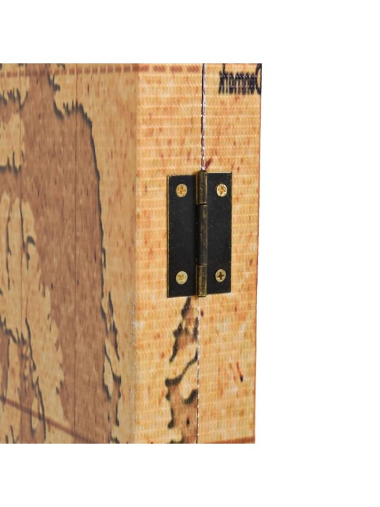 Skládací paraván 228 x 170 cm mapa světa žlutá
