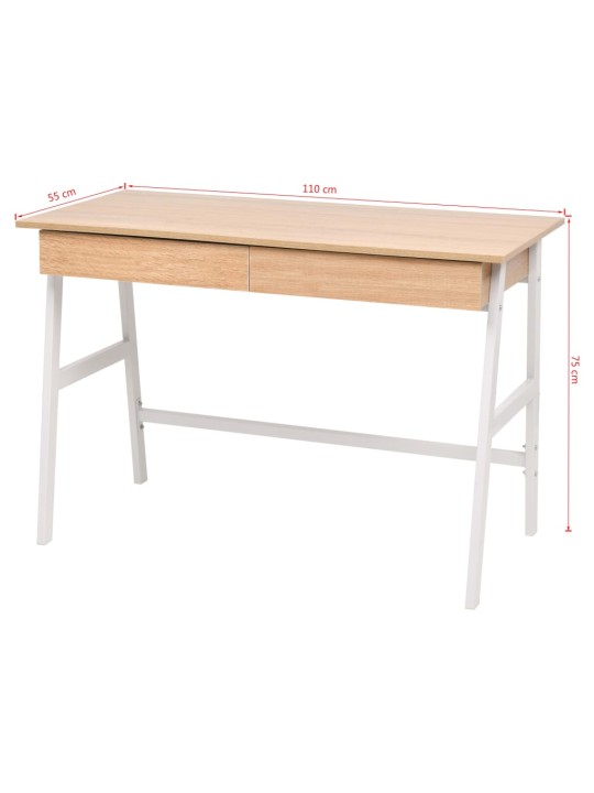 Psací stůl 110 x 55 x 75 cm dub a bílý