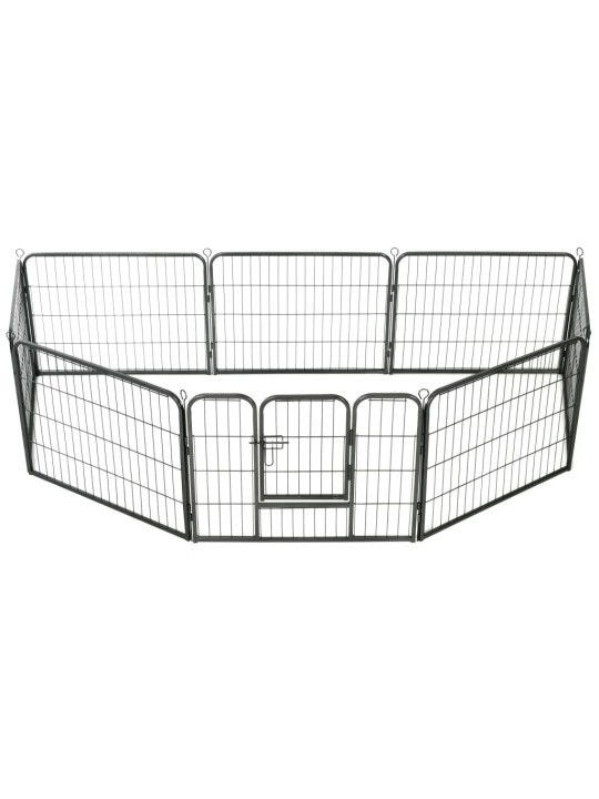 Ohrádka pro psy 8 panelů ocelová 60 x 80 cm černá