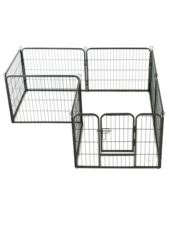 Ohrádka pro psy 8 panelů ocelová 60 x 80 cm černá