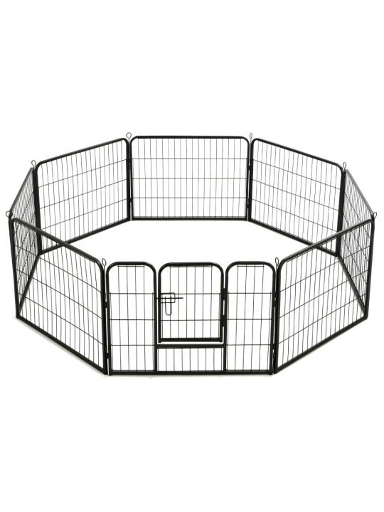 Ohrádka pro psy 8 panelů ocelová 60 x 80 cm černá