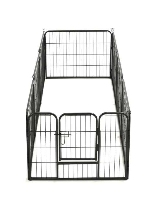 Ohrádka pro psy 8 panelů ocelová 60 x 80 cm černá