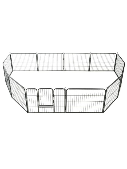 Ohrádka pro psy 12 panelů ocelová 80 x 60 cm černá