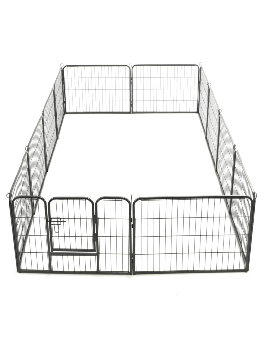 Ohrádka pro psy 12 panelů ocelová 80 x 60 cm černá
