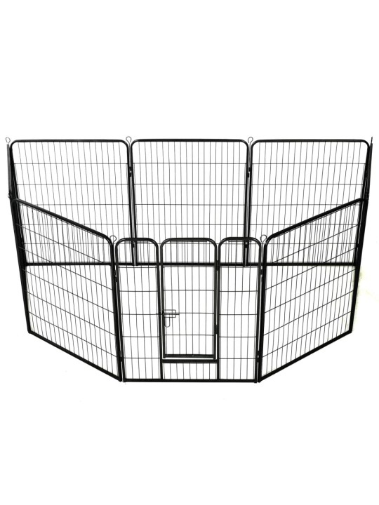 Ohrádka pro psy 8 panelů ocelová 80 x 100 cm černá