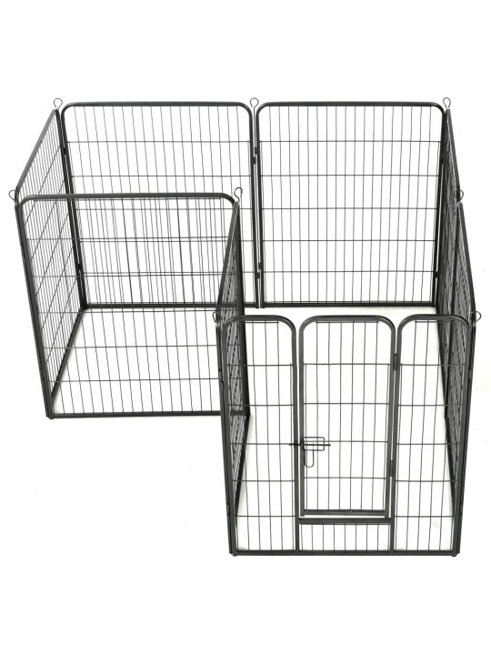 Ohrádka pro psy 8 panelů ocelová 80 x 100 cm černá