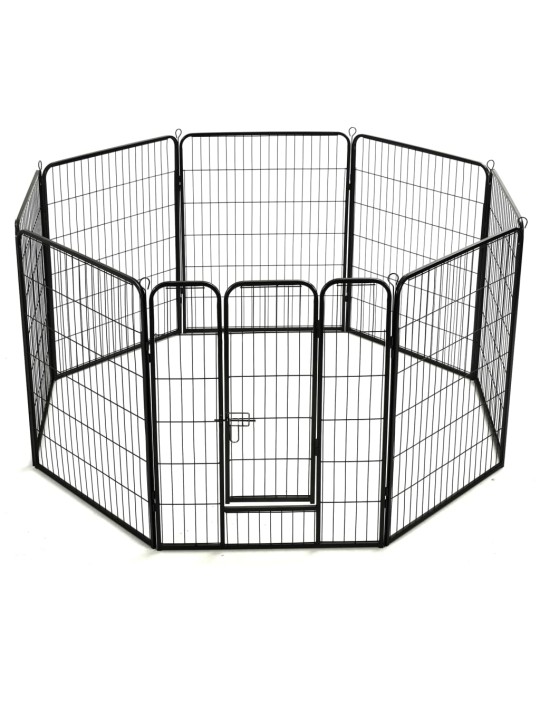 Ohrádka pro psy 8 panelů ocelová 80 x 100 cm černá