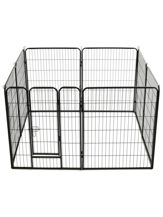 Ohrádka pro psy 8 panelů ocelová 80 x 100 cm černá