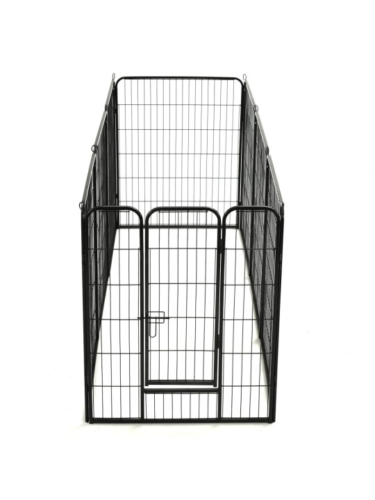 Ohrádka pro psy 8 panelů ocelová 80 x 100 cm černá