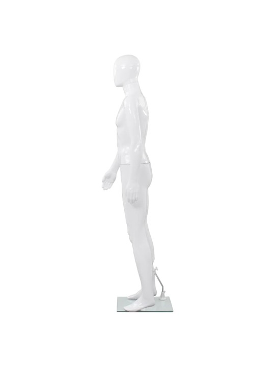 Pánská figurína celá postava základna ze skla lesklá bílá 185cm
